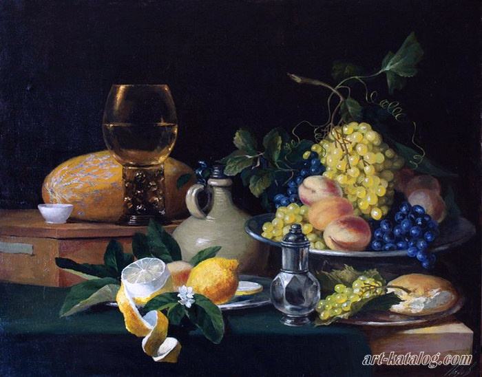 Still life with the glass of the wine