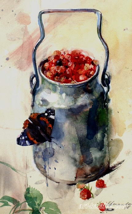 Strawberries and Butterfly